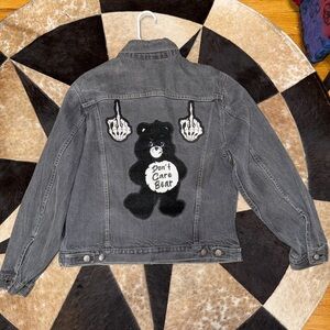 Vintage Denim Jacket With Customized Naughty CareBear Design